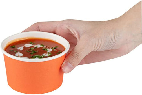5-Ounce 50 Frozen Coppetta Dessert Cups, Disposable Ice Cream Cups - Lids Sold Separately, Sturdy, Orange Paper Yogurt
