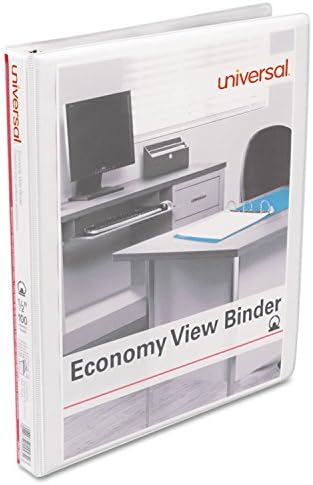 Universal Round Ring Economy Vinyl View Binder, 1/2-Inch Capacity, White (UNV20952PP)