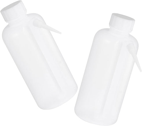 RUNROTOO 2pcs 500ml Wide Mouth Wash Bottles Reusable Portable Squeeze Bottles for Laboratory