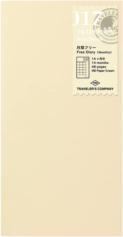Midori Traveler's Notebook, 1 X Monthly Diary (Refill 017)