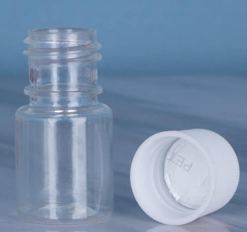 10PCS 5ml Plastic Bottles, Lab Cylindrical Chemical Reagent Bottles for Liquid & Solid Storage (White)