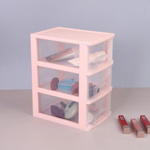 Desktop 3 Drawer Organzier, Pink Plastic Small Drawer Organizer, Desktop Organizer for Office Home and Bathroom by Gonice