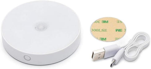 Magnetic LED Night Lamp with PIR Motion Sensor - USB Rechargeable Warm White Light for Cabinets & Bedside