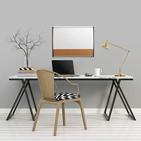 Quartet Combination Magnetic Whiteboard & Corkboard, 17" x 23", Combo Black/Silver Frame Board
