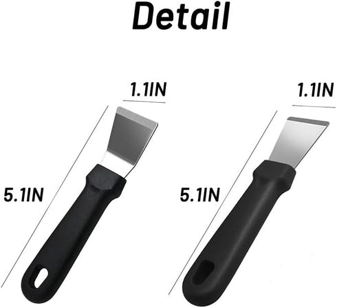 Yopolaz 4 Pack Grill Scraper - Small Metal Grill Scraper Tool for Outdoor BBQ Stiff Grill Pan Cleaning Scraper Spatula
