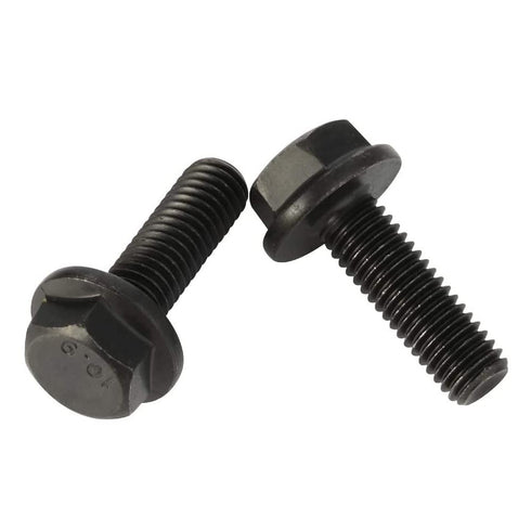 M6 x 20mm Flanged Hex Head Bolts, Full Thread Alloy Steel Screws, Black Oxide Finish, Quantity 25