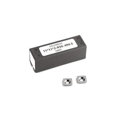 OSCARBIDE 11mm Square Carbide Inserts, 10 Pieces, 11x11x2.0mm R50-4R0.5, Corner Radius for Wood Turning Tools