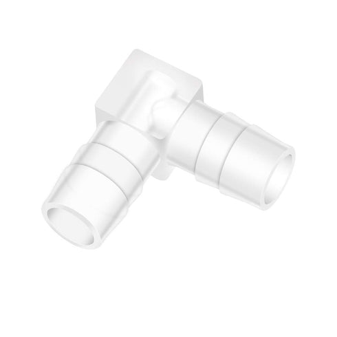 Quickun 3/8" Hose Barb 90 Degree Elbow L Fitting, Plastic 2 Way Equal Barbed Joint Splicer (Pack of 5)