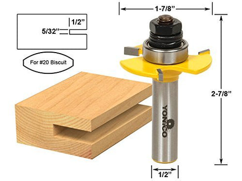 YONICO #20 Biscuit Cutter Joint Slot Router Bit 1/2-Inch Shank 14182