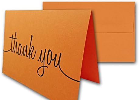 CutCardStock Thank You Note Cards & Envelopes, 25 Cards and Envelopes, Orange Fizz