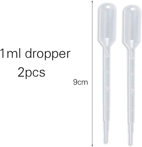 Enslz 50 Pcs Oil Bottles for Essential Oils 1 ml Transparent Glass Vials with Orifice Reducers, White Caps, 2 pcs