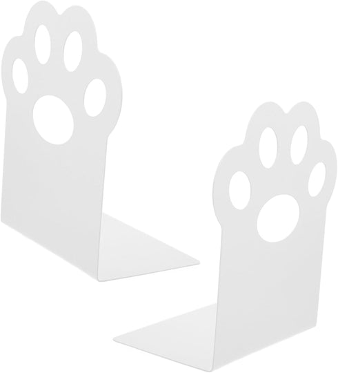 Cat Paw Metal Bookends Hollow White Holders for Study Desk and Shelves