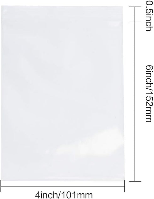 L-BOST 4 x 6-inch 2Mil Clear Reclosable Poly Storage Bags - Pack of 100 for Candy Cookies Cards