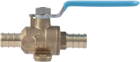 SharkBite 1/2 Inch Crimp Ball Valve with Mounting Tabs and Drain, Brass Plumbing Fitting for PEX Pipe