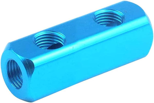 1/4" 2-Way 5 Ports Air Manifold, Aluminum Pneumatic Inline Splitter