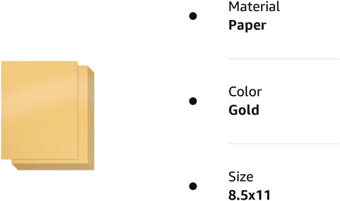 Gold Shimmer Paper, 100-Pack Metallic Cardstock, 92 lb Cover, Double Sided, 8.5 x 11 Inches, Perfect for Weddings