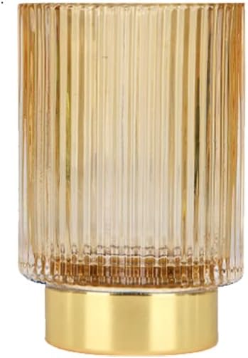 Makeup Brush Holder, Glass Pen Holder Desk Cup, Unique Organizer for Home Office (Amber1)