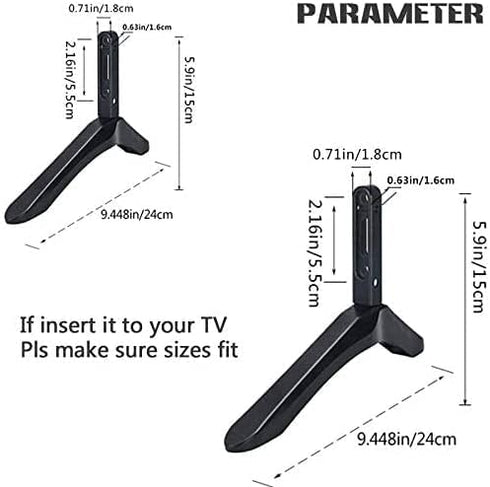 JGPIN TV Stand Legs Replacement Base, Black Tabletop TV Feet with Screws for Compatible Flat Screen TVs