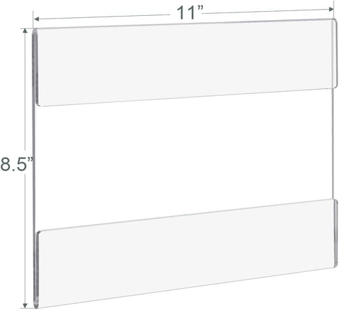 Wall mount Sign Holder 8.5x11 Landscape, Clear Plastic Picture Frame With Free Double Sided Adhesive Tape, Acrylic Frames Document Holder Display for Home Office Store Restaurant-3 Pcs
