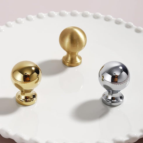 SANCHAKOU 2 Pack Brass Cabinet Knobs Bedside Table Round Shoe Cabinet Bright Gold Cabinet Door Handle Wardrobe Cabinet
