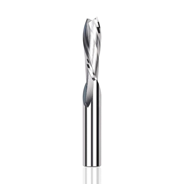 KEENTECH CNC Spiral Router Bit, 2 Flute Down Cut, 3/8" Shank, 3/8" Cutting Diameter, 1-1/4" Cutting Depth, Solid