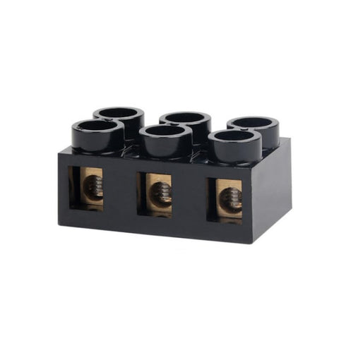 2pcs 500V 60A 3 Position Dual Row Screw Terminal Block, Black Electrical Barrier Terminal Strip for Power Distribution