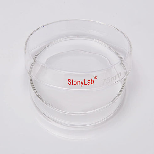 stonylab Glass Petri Dish, 75x15 mm Autoclavable Borosilicate with Clear Lid for Laboratory