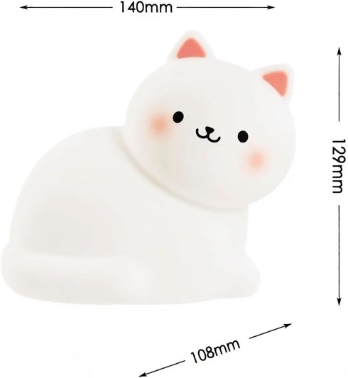 lurk deep Kids,7 Dimmable,Rechargeable Cat Night Light for Colors Lamp,Tap Portable and Squishy Silicone Led