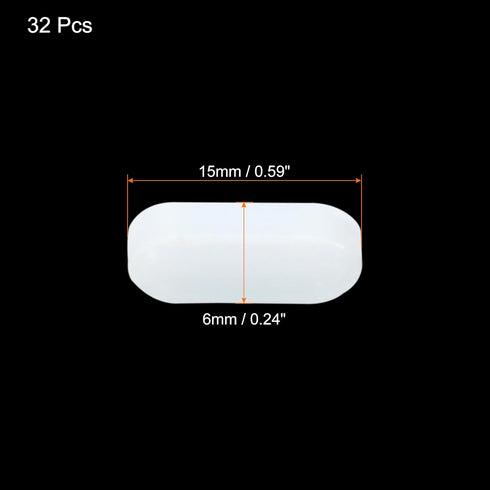 MECCANIXITY Magnetic Stirrer Mixer Stir Bar Rod 15mm/0.59" Cylinder Shape PTFE Coating Magnet White for Laboratory 32Pcs