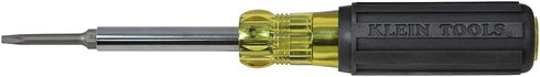 Klein Tools 32560 Multi-Bit Screwdriver/Nut Driver, Extended Reach 6-in-1 Tool with Phillips, Slotted, Square Bits
