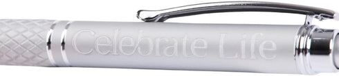Swanson Christian Products Celebrate Life | Blue Ink Retractable Stylus Tip Ballpoint Pen | Religious Gift with Gift Box