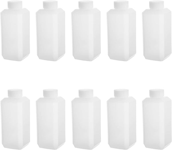 Aicosineg 10Pcs 8.45oz Square Plastic Reagent Bottles for Lab Chemical Storage