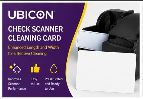 UBICON 4" 8" (25) Check Scanner Cleaning Card - Enhanced Length and Width for Effective Cleaning, Compatible with Major