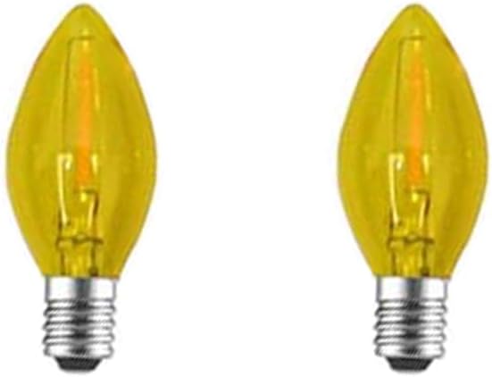 2 Pack C7 Yellow LED Replacement Christmas Light Bulbs,E12 Candelabra Base, Shatterproof