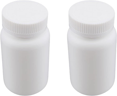 Othmro 2pcs PE Plastic Lab Chemical Reagent Bottles, 200ml/6.8oz Wide Mouth Round Sample Storage Container White