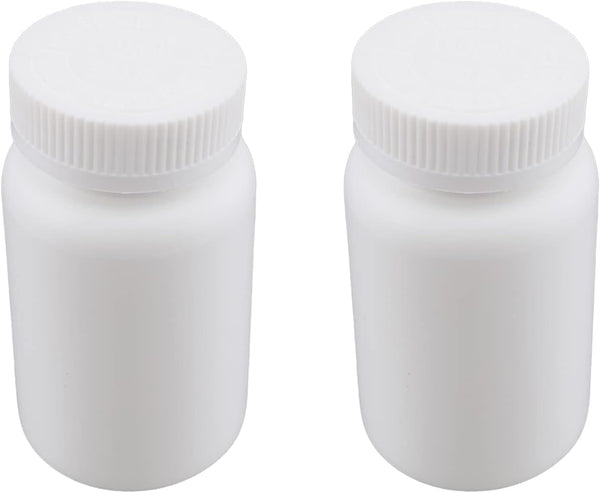 Othmro 2pcs PE Plastic Lab Chemical Reagent Bottles, 200ml/6.8oz Wide Mouth Round Sample Storage Container White