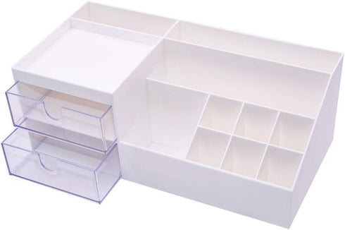 Granvela Desk Organizer with Drawers for Home and Office, Divided Makeup Storage Box