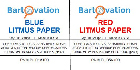 Bartovation Red & Blue Litmus Paper Acid/Base Indicator Strips Combo Pack with 200 Strips