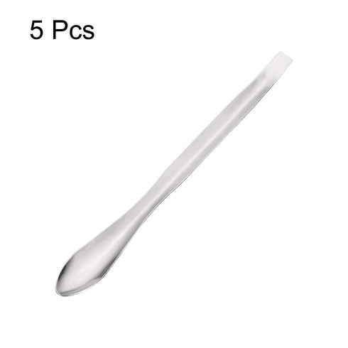 uxcell Micro Scoop 125mm Stainless Steel Reagent Sampling Lab Spoon Spatulas for Laboratory 5Pcs