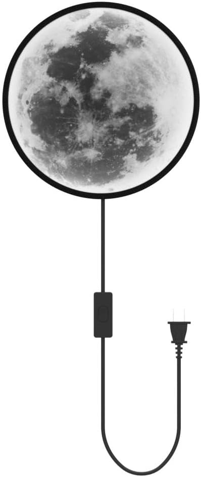 Skylumate Dimmable 9.5inch 15W QIYIMEILUX Moon Wall Sconce Plug in Modern LED Wall Light with Remote Control Black Wall