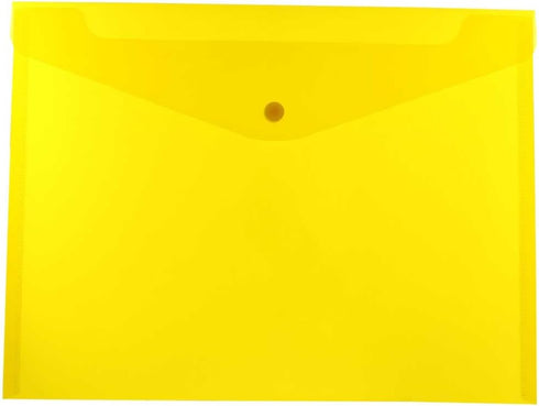 JAM PAPER Plastic Envelopes with Snap Closure - Letter Booklet - 9 3/4 x 13 - Yellow - 12/Pack