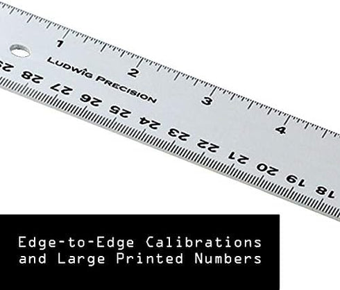 Ludwig Precision Aluminum Straight Edge Ruler, 12-INCH, Silver
