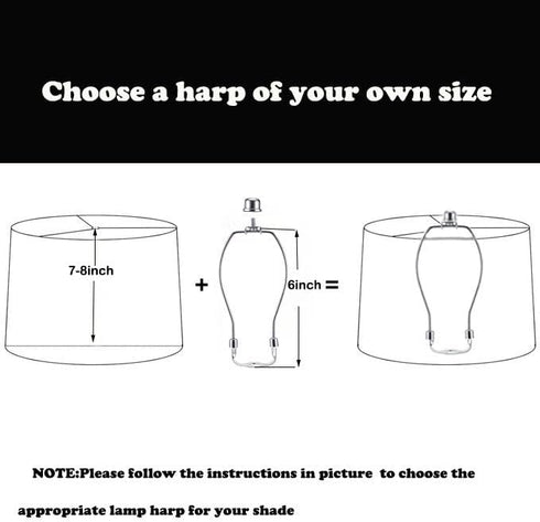 HanWenHone Holder6 Inch -2 SetDetachable 2 Lamp Shade Harp Lamp Harp Kit Shade Holder for Table & Floor Lamps DIY