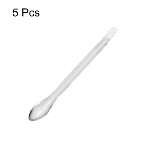 uxcell Micro Scoop 105mm Stainless Steel Reagent Sampling Lab Spoon Spatulas for Laboratory 5Pcs