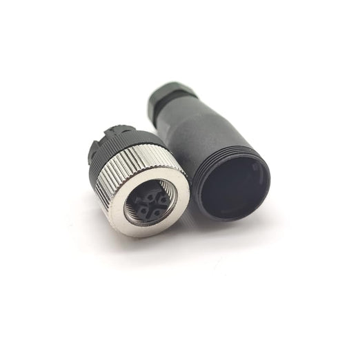 2Pcs M12 4 Pin Female Circular Connector, IP67 Waterproof Industrial Sensor Adapter for PG7 Cable 250V 4A AC/DC