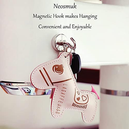 Neosmuk Magnetic Hooks, Heavy Duty Earth Magnets with Hook for Refrigerator, 4 Pack Silver White