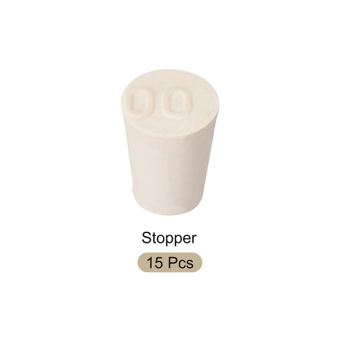 Solid Lab Rubber Stoppers Drilled Silicone Plugs, 13-17mm/White/15Pcs for Glass Ports, Pipe Mouths