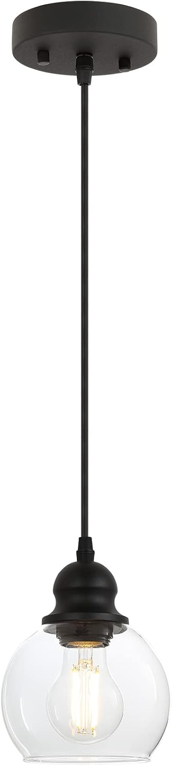 BoostArea Modern Pendant Light Fixtures, Industrial Hanging Ceiling Lamp with Clear Glass