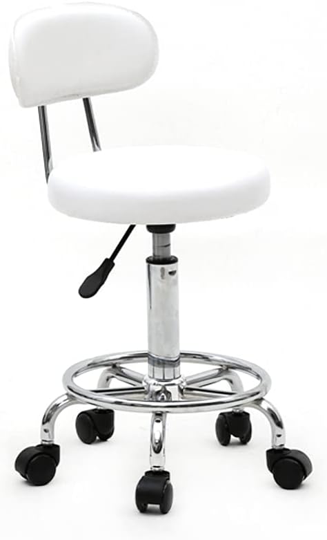 Volowoo Semi-PU Leather Nylon Stool,Multi-Purpose Adjustable Spa Bar Stool on Wheel for Work, Office, Desk, Salon