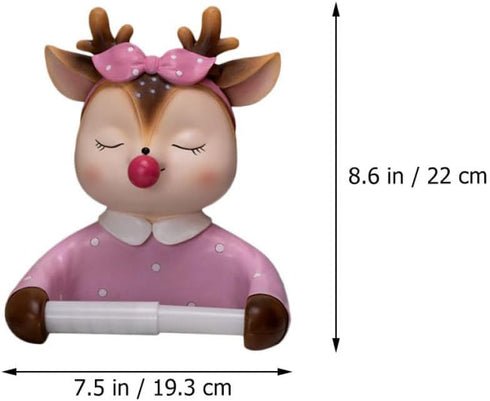 Holibanna Cartoon Toilet Paper Holder Wall-Mounted Tissue Rack Decorative Bathroom Storage Shelf Cute Deer Design